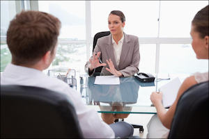 Lawyer Discussing Case with Clients