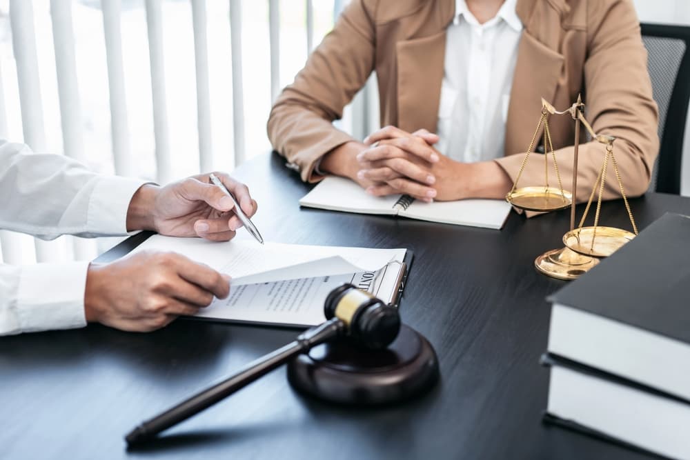 Lawyer with client