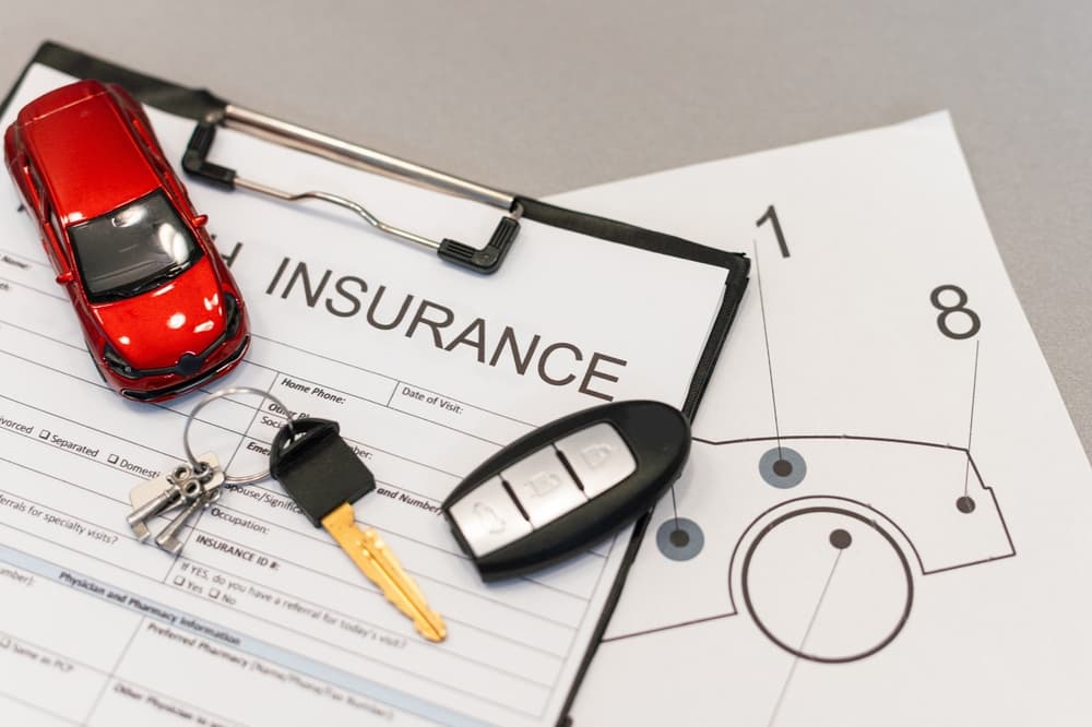 Reviewing car insurance policy and protection coverage following a vehicle incident.