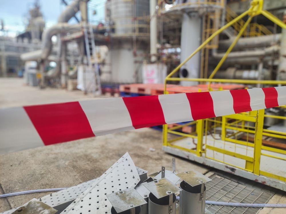 Caution tape marking off a hazardous area at a Boca Raton construction site